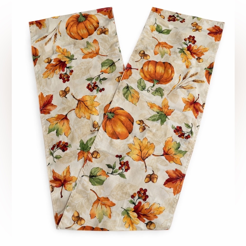 Table Runner orange green Fall pumpkins